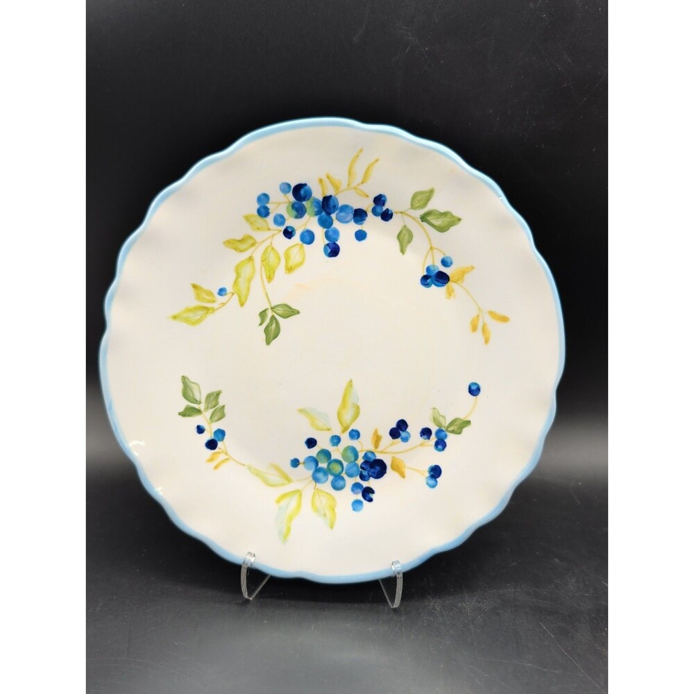 Vtg Tracy Porter Annette Salad Plate 8.5" Blueberry Hand Painted Scalloped